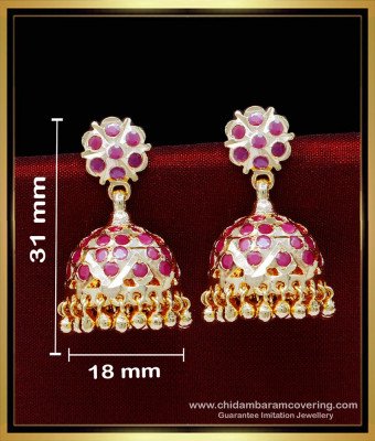 ERG1845 - Traditional Gold Jimikki Kammal Designs with Ruby Stone