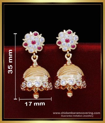 ERG1848 - Latest Impon Stone Jhumka Design Gold Earrings Collection