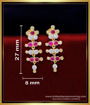 ERG1851 - New Arrival White and Pink Stone Impon Earrings for Girls