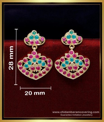 ERG1852 - Beautiful Impon Ruby Emerald Earrings Design Online