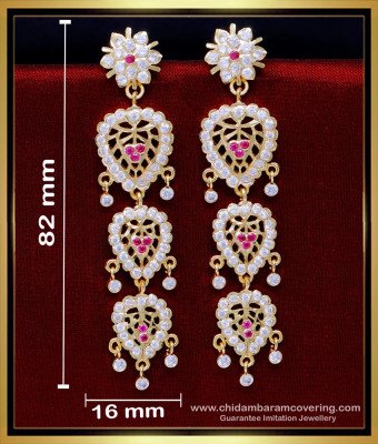 ERG1856 - Bridal Wear Multi Layered Long Earrings Impon Jewellery