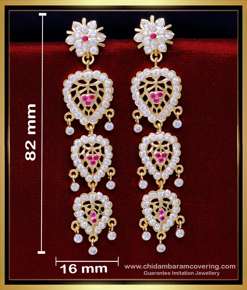 ERG1856 - Bridal Wear Multi Layered Long Earrings Impon Jewellery