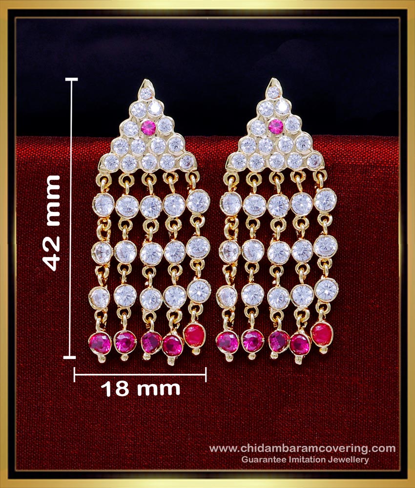 ERG1857 - Stylish Party Wear Hanging Stone Long Impon Earrings