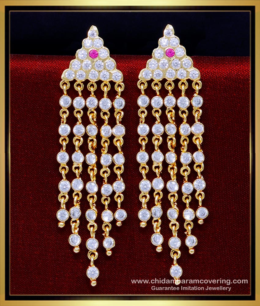 ERG1858 - Attractive Party Wear Impon Long Drop Dangler Earrings