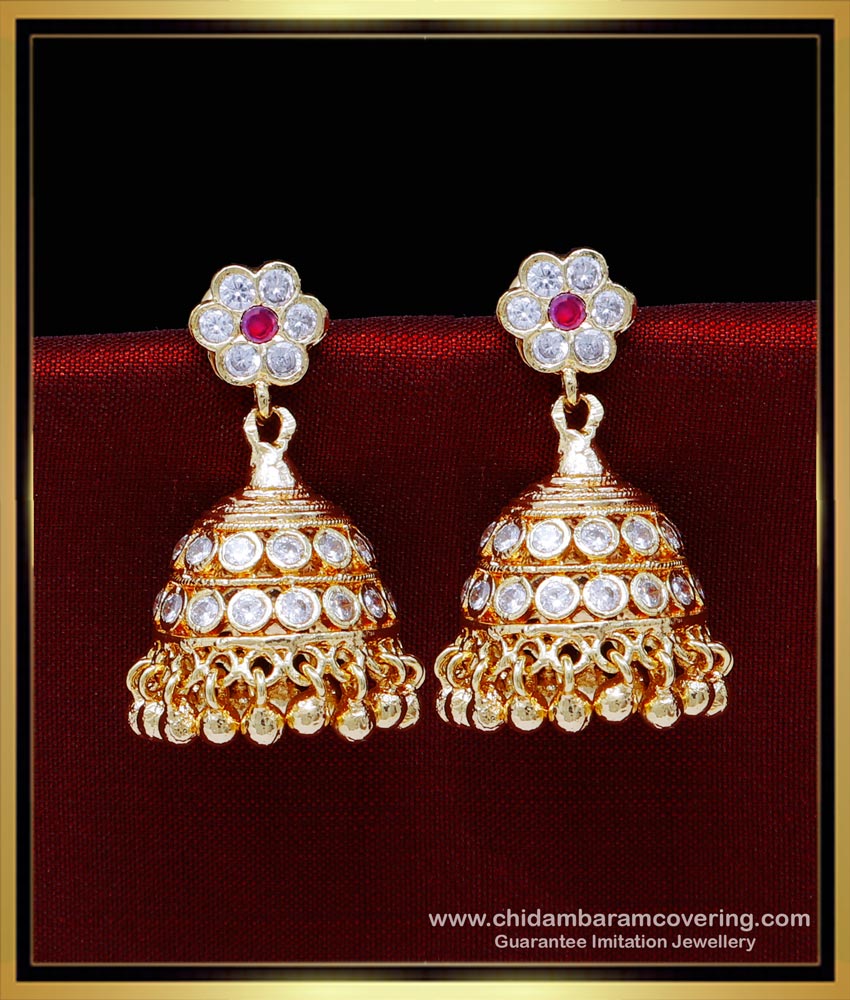 ERG1859 - Impon Stone Gold Jhumka New Design Jimikki Kammal