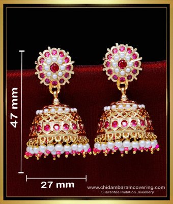 ERG1862 - Stylish Bridal Gold Jhumka Design Pearl Jhumkas Online