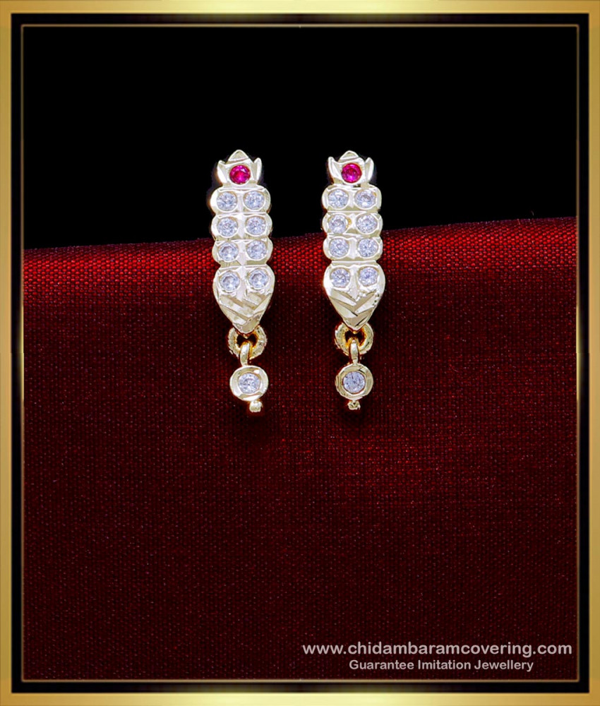 ERG1867 – Latest Impon Stud Gold Earrings Design for Daily Use