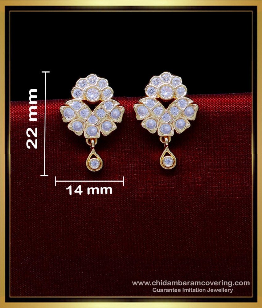 ERG1873 - Cute Small Full White Stone Stud Earrings Gold Design