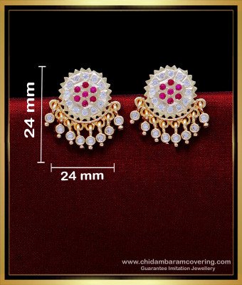 ERG1877 - Impon White Stone Daily Use Stud Earrings Big for Women