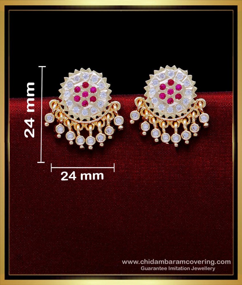 ERG1877 - Impon White Stone Daily Use Stud Earrings Big for Women