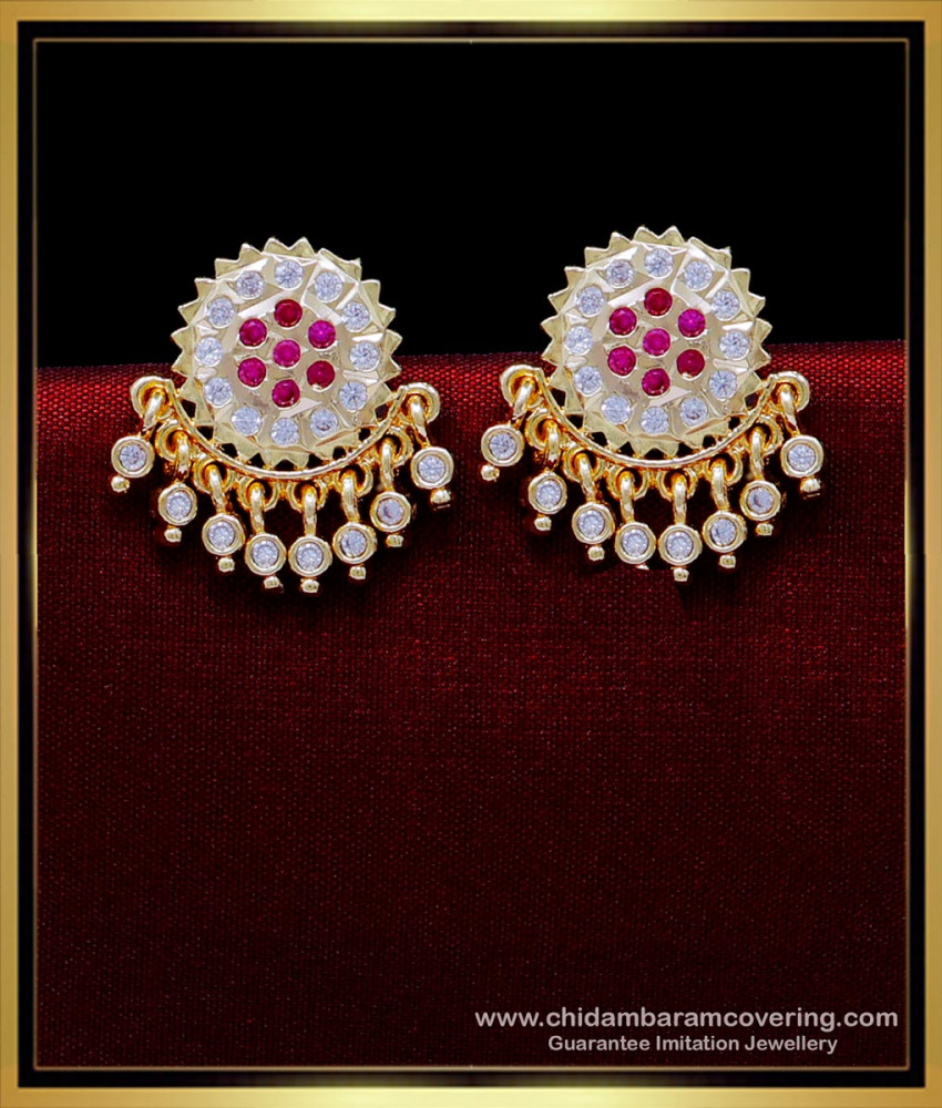 ERG1877 - Impon White Stone Daily Use Stud Earrings Big for Women