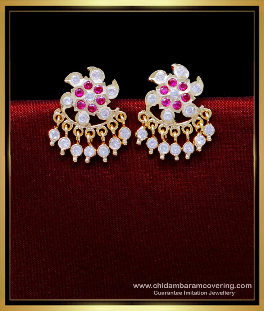 ERG1881 - New Model Flower Design White Stone Stud Earrings 