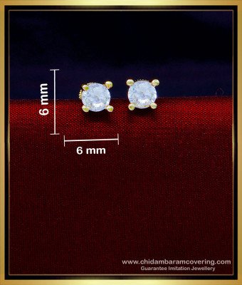 ERG1884 - Elegant Singles Stone Stud Earrings Gold Diamond Design