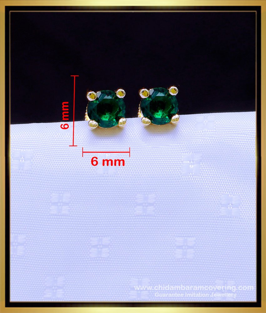 ERG1886 - Unique Green Stone Gold Plated Earrings for Babies