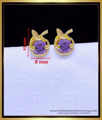 ERG1893 - Unique Violet Stone Apple Model Gold Plated Earrings