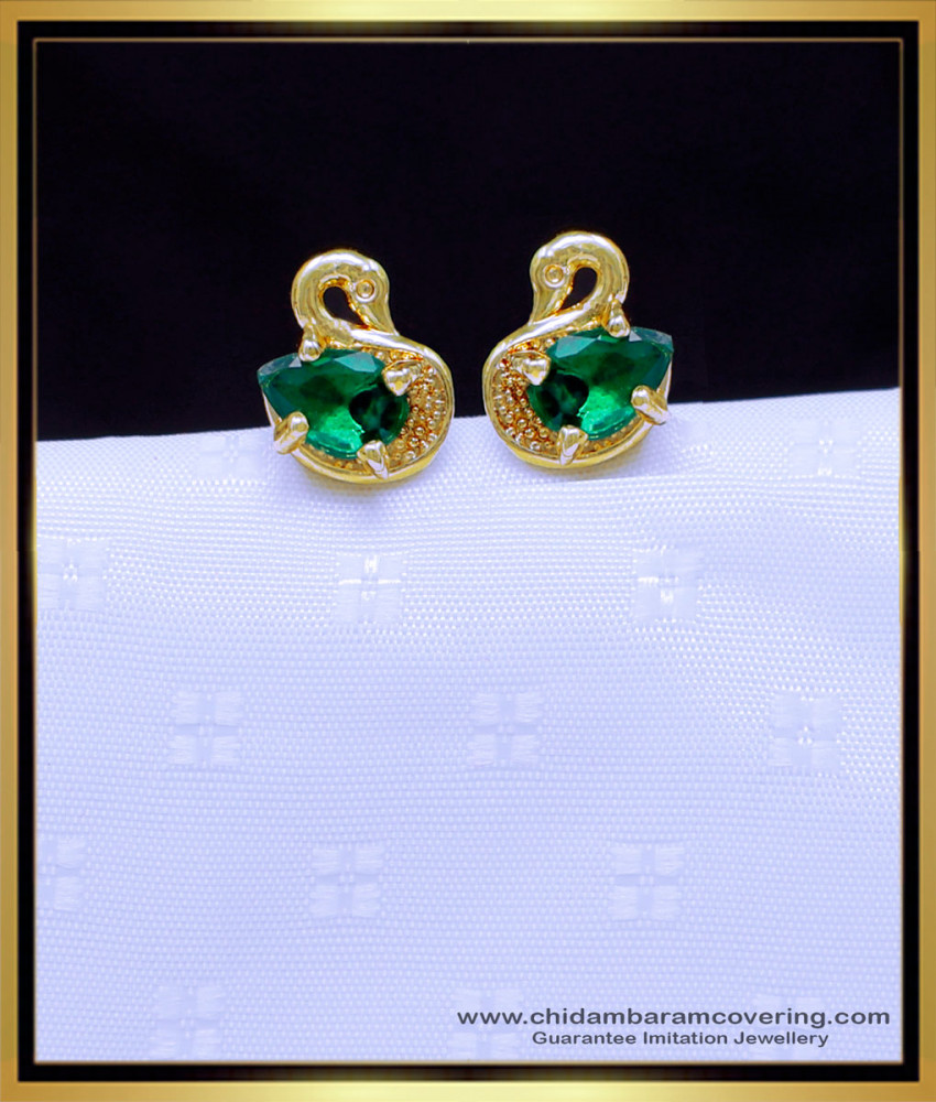 ERG1895 - Adorable Big Single Stone Duck Design Gold Studs for Kids