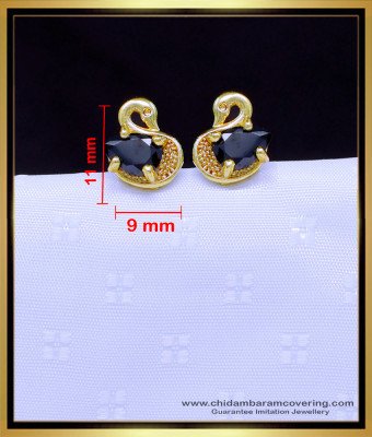 ERG1896 - Latest Daily Use Black Stone Gold Plated Stud Earrings