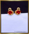 ERG1897 - Single Red Stone Duck Design Stud Earrings Gold Design