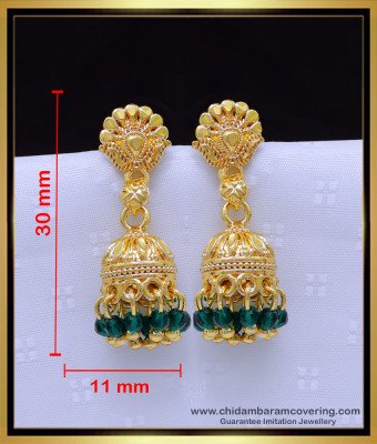 Erg1899 - Latest Green Crystal Beads Jhumkas Online Shopping