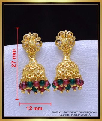 Erg1903 - Beautiful Crystal Beads Daily Wear Gold Jhumkas Designs