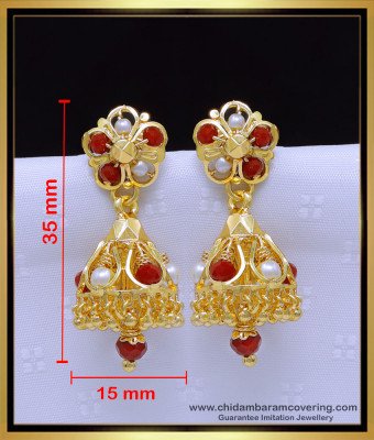 Erg1904 - Buy Gold Model Red Crystal Jhumka Earrings for Women
