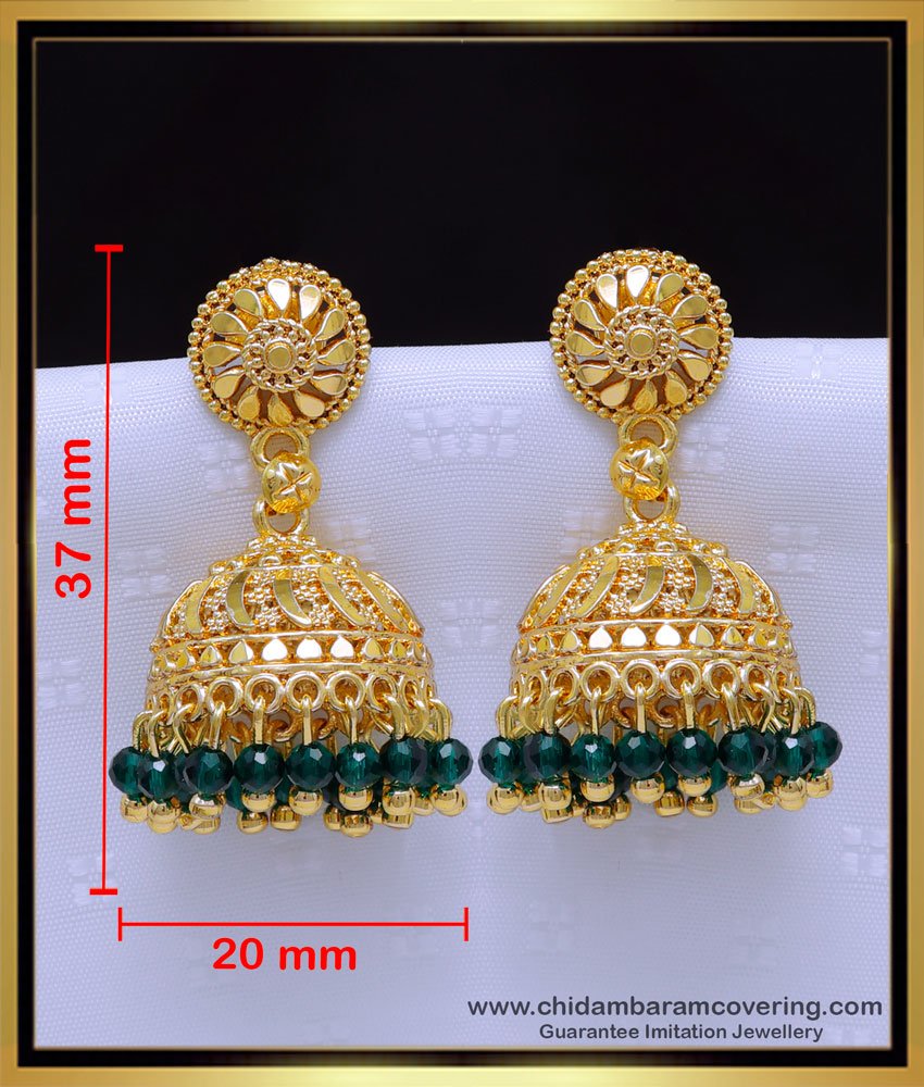 Erg1907 - Gold Plated Crystal Beads Traditional Jhumkas Online