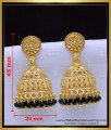 Erg1909 - Traditional Jimikki Kammal Black Crystal Jhumka Earrings
