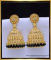 Erg1909 - Traditional Jimikki Kammal Black Crystal Jhumka Earrings