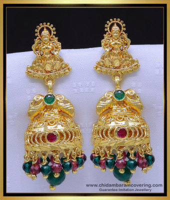 ERG1910 - Latest Crystal Beads Lakshmi Jhumkas Online Shopping