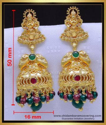 ERG1910 - Latest Crystal Beads Lakshmi Jhumkas Online Shopping