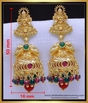 ERG1911 - Modern Traditional Gold Jhumka Design Lakshmi Earrings