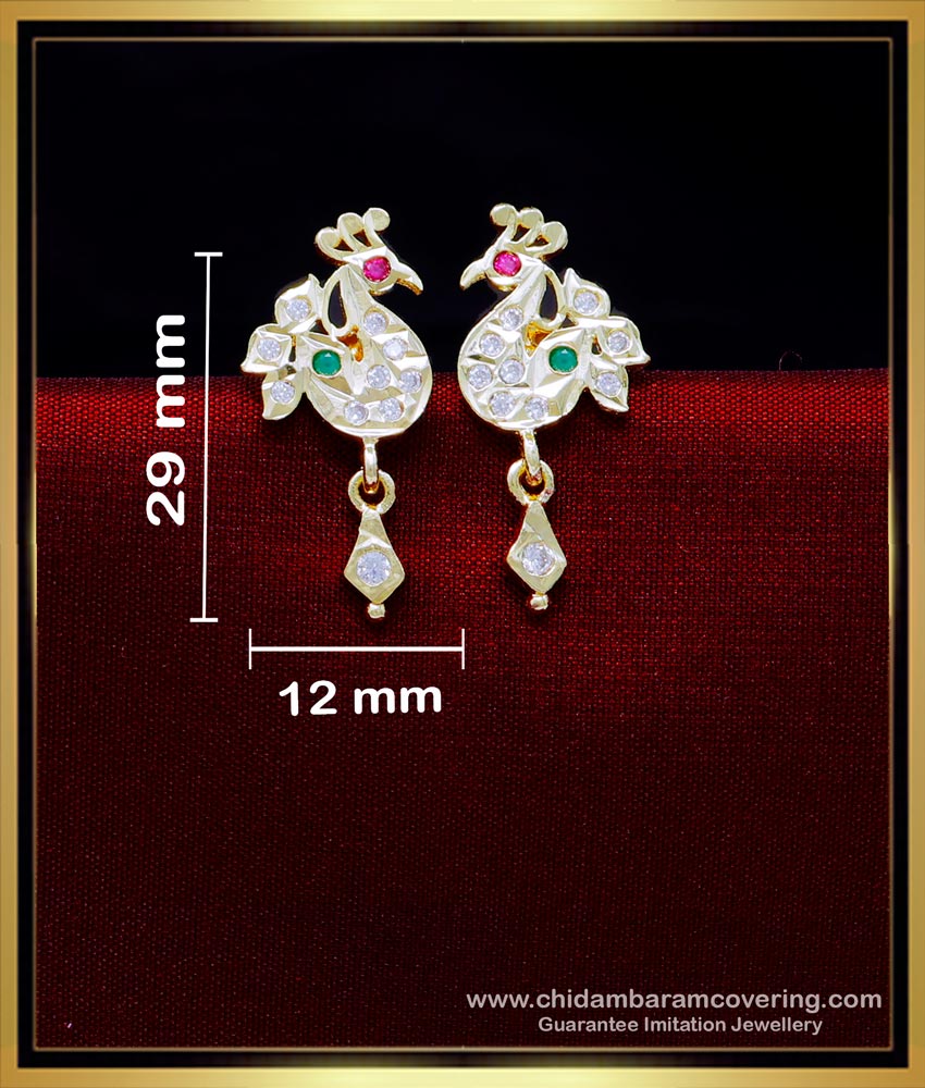 ERG1915 - Impon Small Peacock Earrings Gold Design for Girls