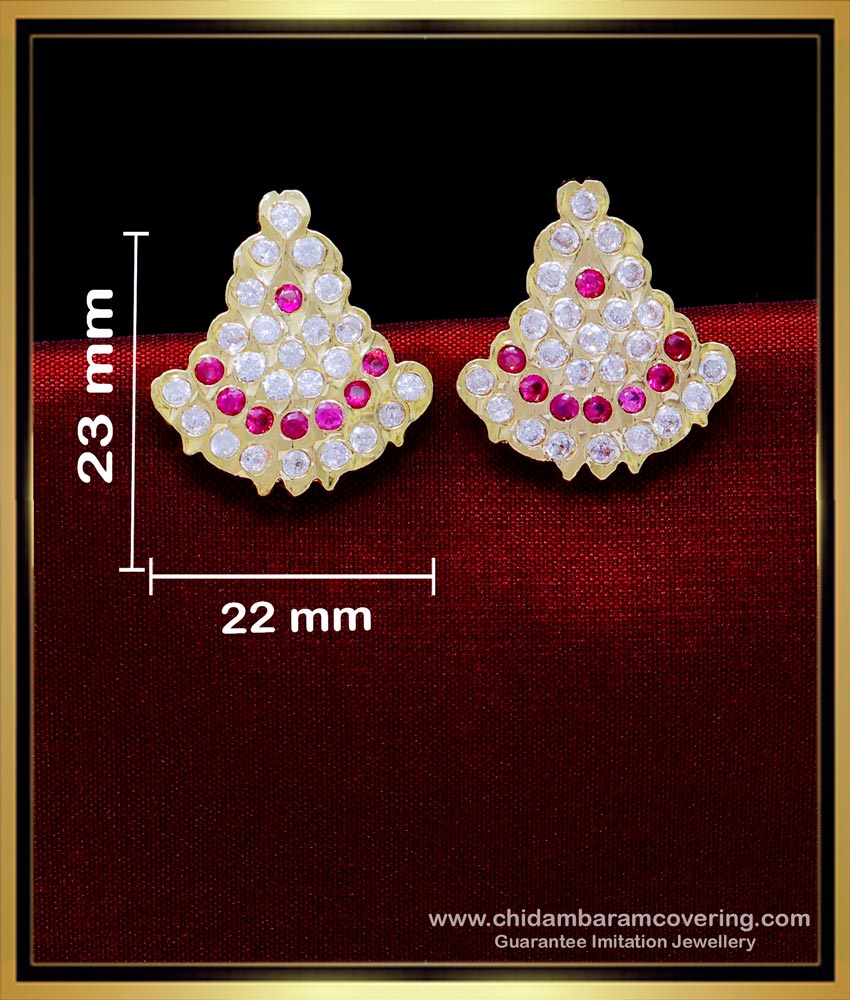ERG1917 - Impon Full Stone Stud Earrings Gold Design for Women