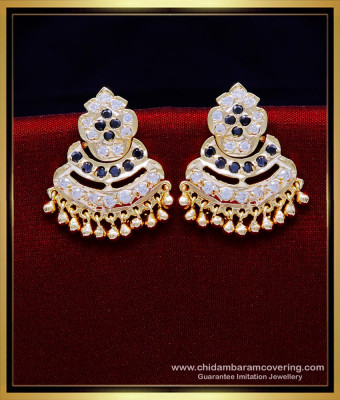 ERG1920 - New Model White and Green Stone Impon Stud Earrings