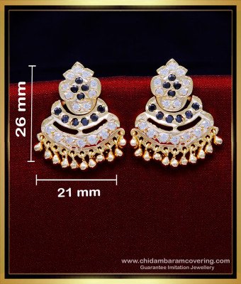 ERG1920 - New Model White and Green Stone Impon Stud Earrings