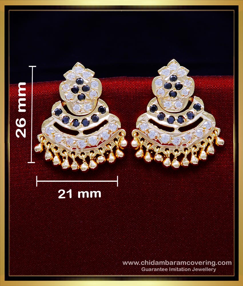 ERG1920 - New Model White and Green Stone Impon Stud Earrings