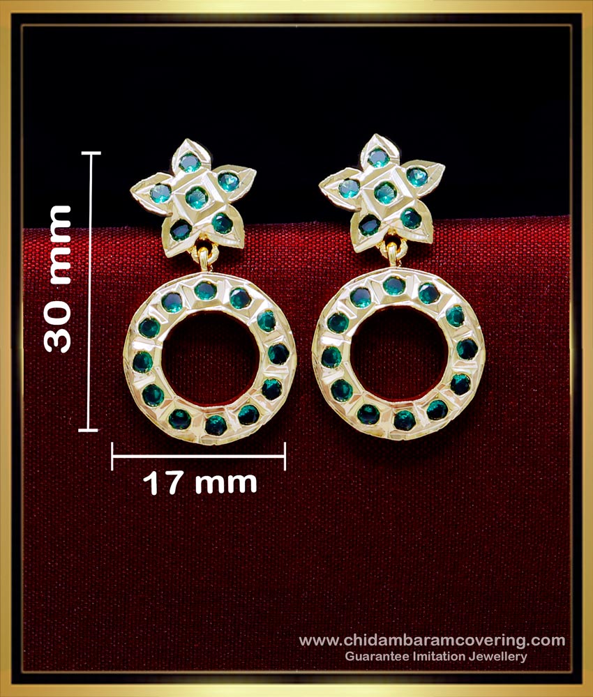 ERG1922 - Elegant Emerald Stone Round Shape Impon Earrings