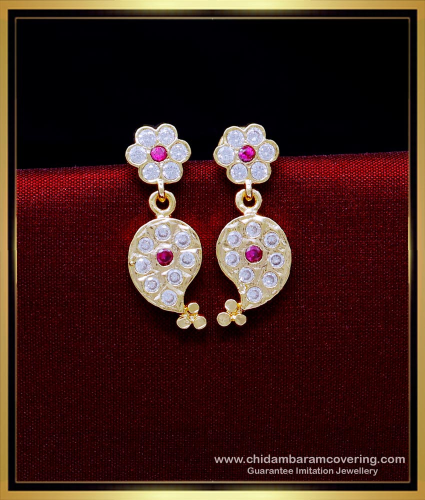 ERG1924 - Impon Mango Model Gold Earrings Designs for Daily Use