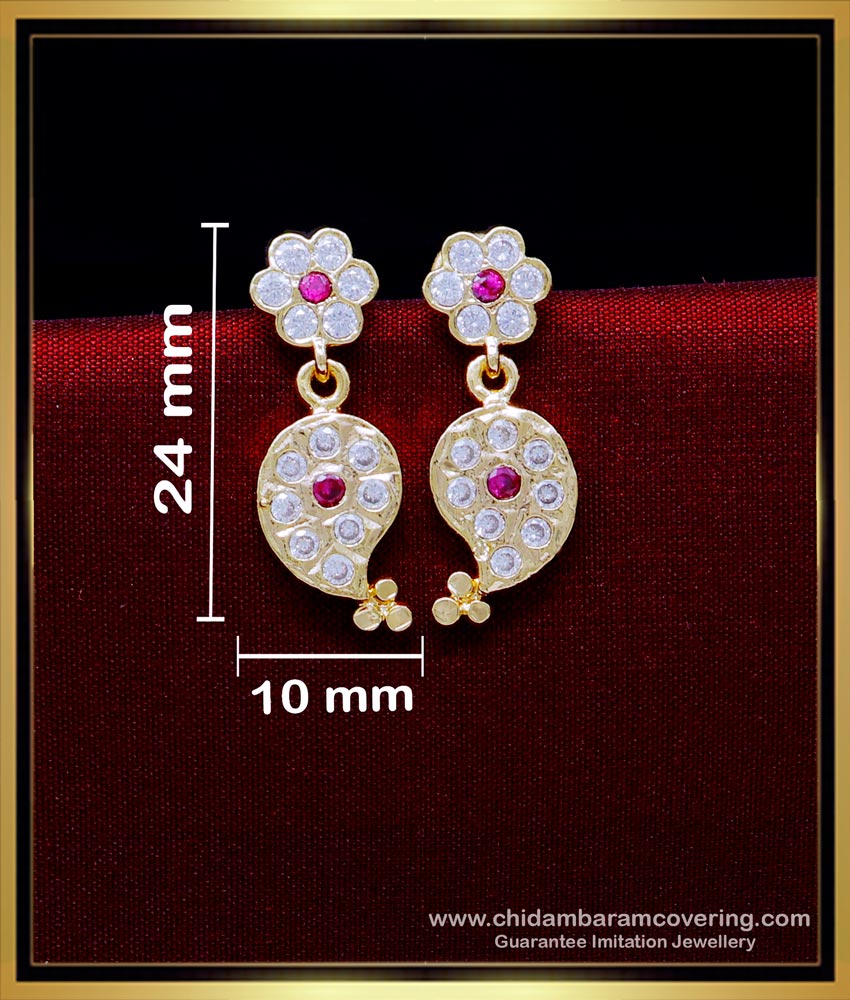 ERG1924 - Impon Mango Model Gold Earrings Designs for Daily Use