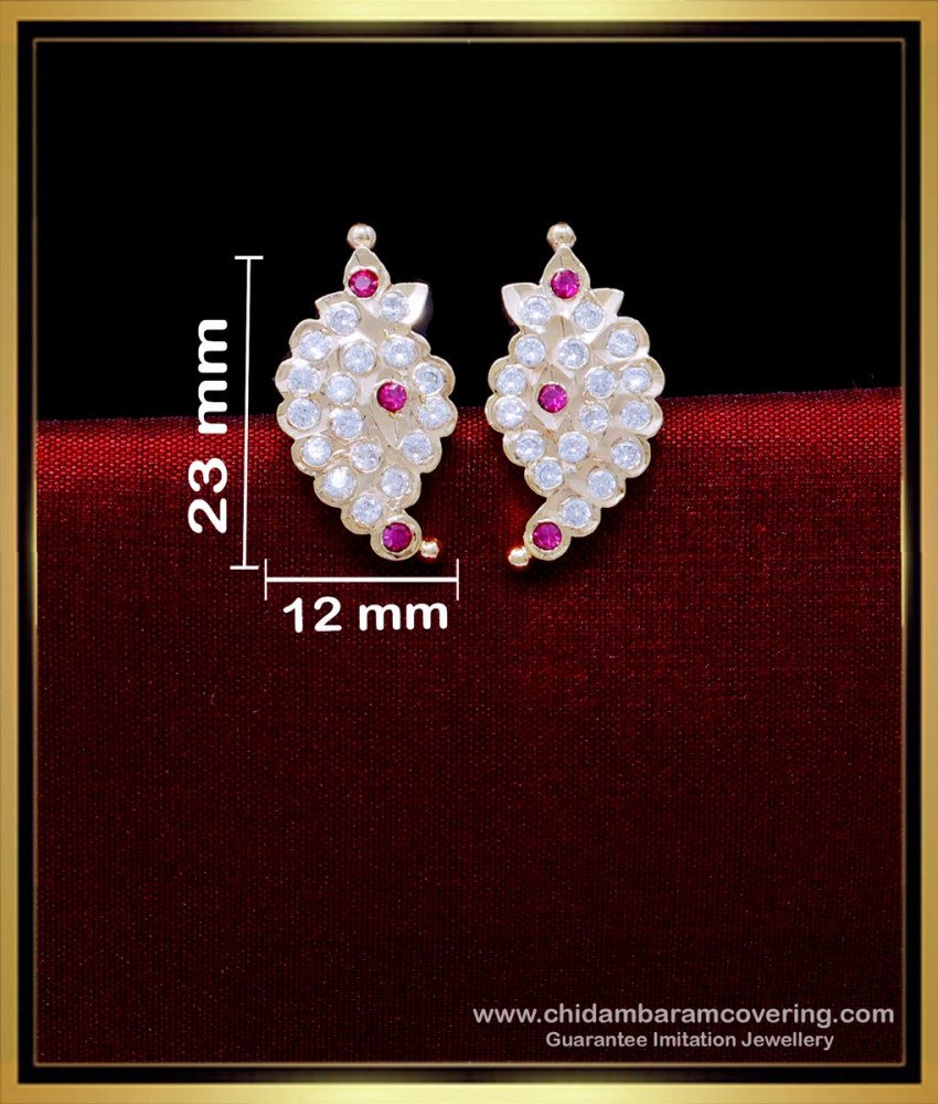 ERG1926 - Impon Mango Earrings Design Gold Tops For Daily Use