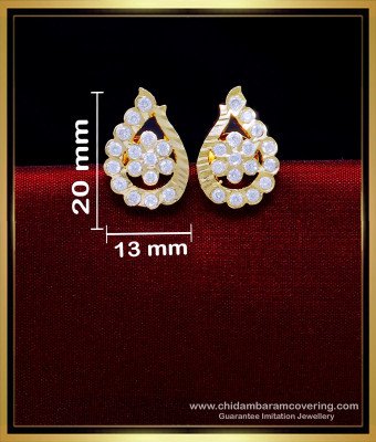 ERG1930 - Real Gold Design White Stone Impon Earrings Designs