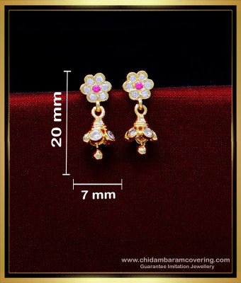 ERG1931 - Cute Kids Impon Stone Small Jhumka Earrings Gold Design