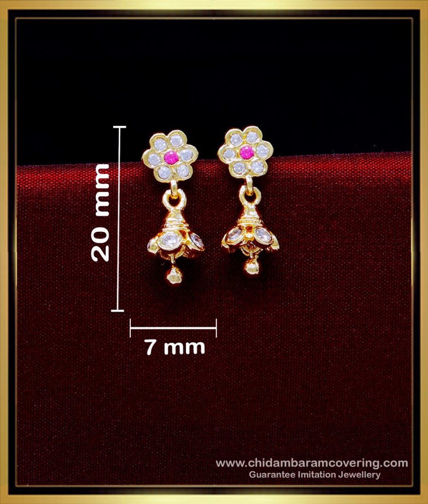 ERG1931 - Cute Kids Impon Stone Small Jhumka Earrings Gold Design