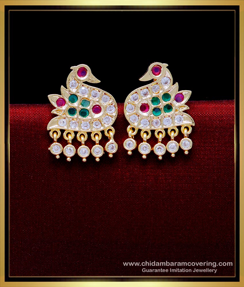 ERG1932 - Impon Multi Stone Swan Design Studs Earrings for Women