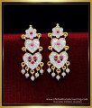 ERG1937 - Five Metal Gold Stone Kammal Design Impon Earrings