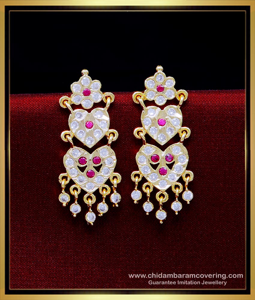 ERG1937 - Five Metal Gold Stone Kammal Design Impon Earrings