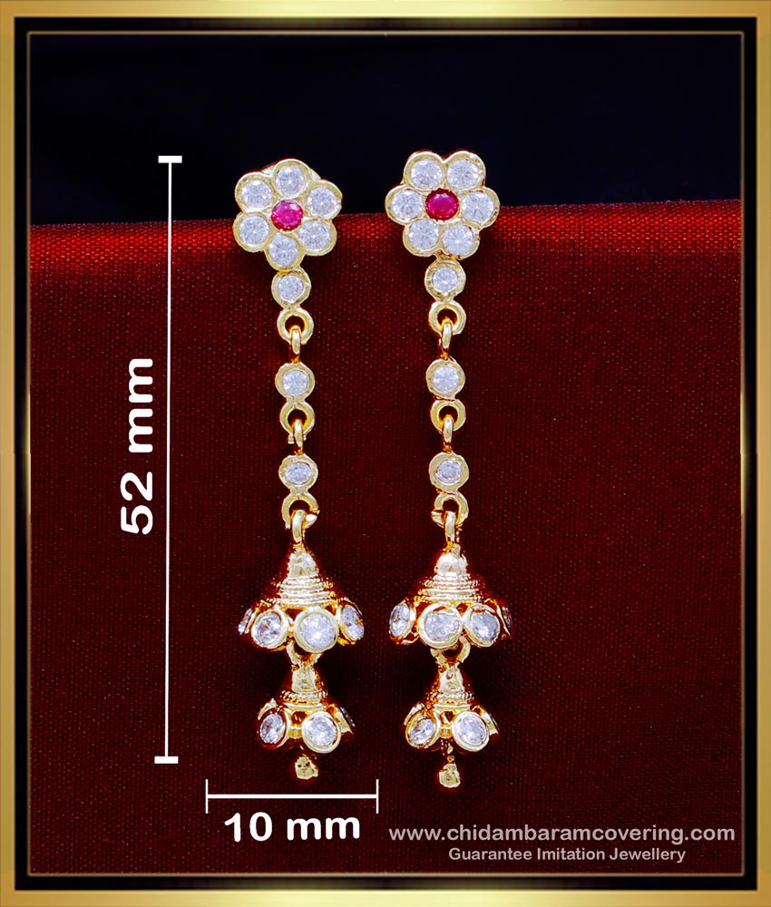 ERG1941 - Trendy 2 Step Stone Long Jhumka Earrings Gold Design
