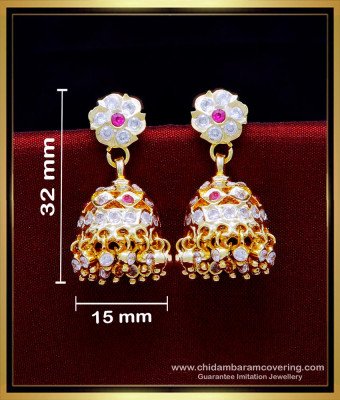 ERG1942 - Traditional Impon Jhumka Earrings Gold Design for Girls