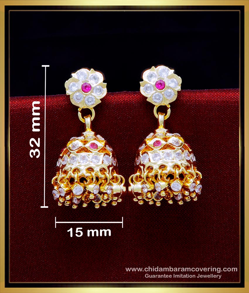 ERG1942 - Traditional Impon Jhumka Earrings Gold Design for Girls