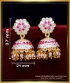 ERG1944 - Bridal Wear White and Ruby Stone Large Jhumka Earrings
